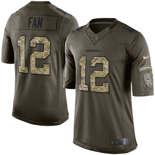Nike Seahawks #12 Fan Green Men's Stitched NFL Limited Salute to Service Jersey - Click Image to Close